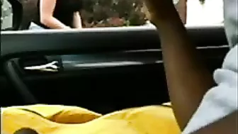 Black Dude in Car Flashes Dick at White Woman