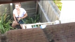 Shocked, The Voyeuristic Neighbor Spotted The Masturbating Woman In Plain View