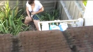 Shocked, The Voyeuristic Neighbor Spotted The Masturbating Woman In Plain View