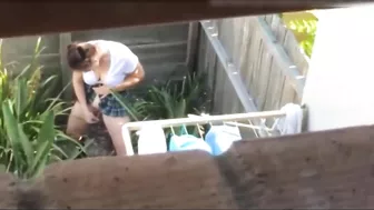 Shocked, The Voyeuristic Neighbor Spotted The Masturbating Woman In Plain View