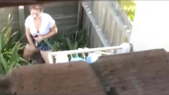 Shocked, The Voyeuristic Neighbor Spotted The Masturbating Woman In Plain View