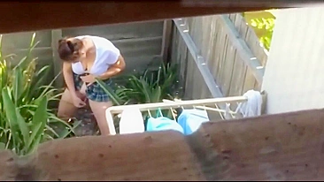 Shocked, The Voyeuristic Neighbor Spotted The Masturbating Woman In Plain View