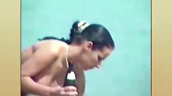 Busty, Big-Boobed Wife Filmed Topless At The Beach