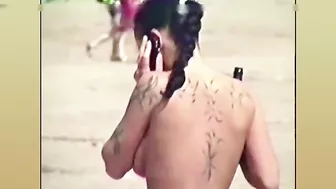 Busty, Big-Boobed Wife Filmed Topless At The Beach