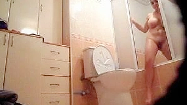 Vulgar Hidden Cam Arab Woman With Hugest Tits Exposed In Bathroom