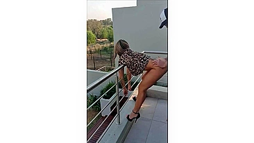 Mature wife fucked outdoor on balcony for everyone to watch and enjoy