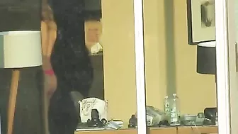 Voyeur sex couple caught fucking by the window - real public exposure and fucking in public video.