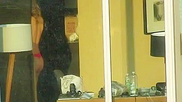 Voyeur sex couple caught fucking by the window - real public exposure and fucking in public video.