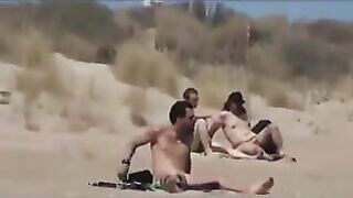 Sultry Voyeuristic Beach, Raunchy Nudists Engaging In Lewd Oral Sex