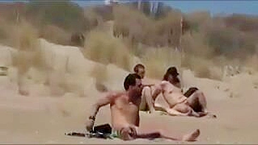 Sultry Voyeuristic Beach, Raunchy Nudists Engaging In Lewd Oral Sex