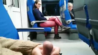 Girl gives a blowjob to a stranger in public train Girl gives a blowjob to a stranger in public train