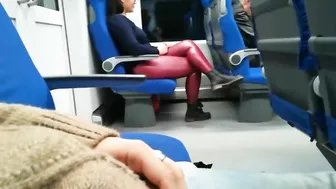 Girl gives a blowjob to a stranger in public train