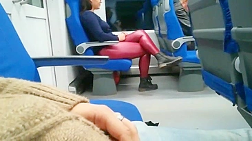 Girl gives a blowjob to a stranger in public train