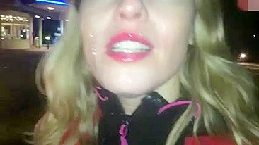 Candid Camera Woman Blows Huge Dick, Walks With Jizz-Covered Face