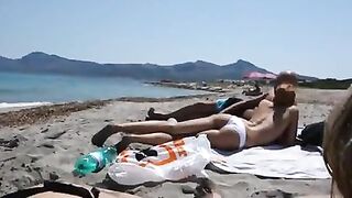 Blonde Girl Sucks Cock at the Beach in Presence of People