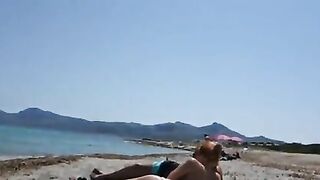 Blonde Girl Sucks Cock at the Beach in Presence of People