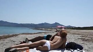 Blonde Girl Sucks Cock at the Beach in Presence of People