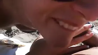 Blonde Girl Sucks Cock at the Beach in Presence of People