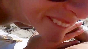 Blonde Girl Sucks Cock at the Beach in Presence of People