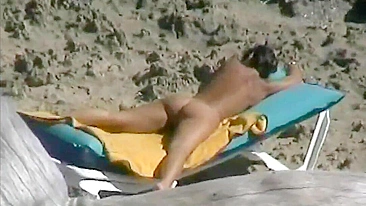 Sexy Spying At Beach, Naughty Nudist Wife, Fingered Her Pussy