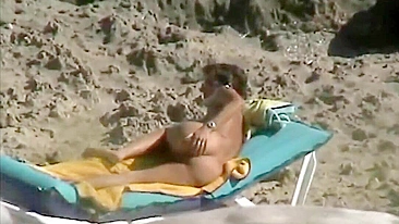 Sexy Spying At Beach, Naughty Nudist Wife, Fingered Her Pussy