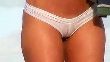 Voyeur Beach Sexy Woman with Tight Bikini Filmed