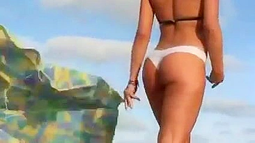 Voyeur Beach Sexy Woman with Tight Bikini Filmed