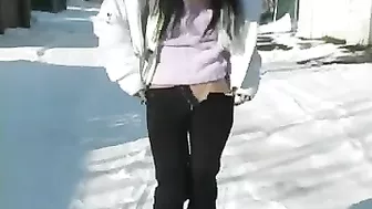 Enjoy Sultry Teen's Winter Outdoor Blowjob With Hot Steamy Climax