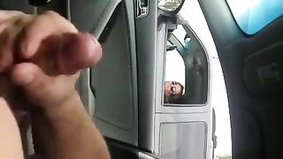 Guy Flashing Dick to Woman in Car and Cumming for Her