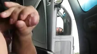 Guy Flashing Dick to Woman in Car and Cumming for Her