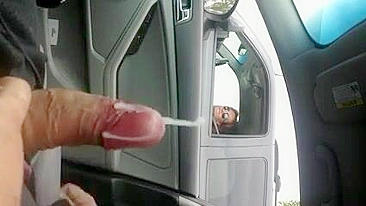 Guy Flashing Dick to Woman in Car and Cumming for Her