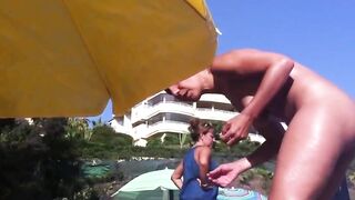 Nudist woman with big ass caught voyeur at the beach