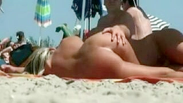 Sneaky Footage Of Naughty Blonde's Pussy On The Beach!