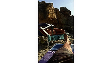 Spying On A Busty, Topless Beach Goddess In All Her Tanned Glory