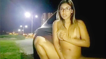 Voyeur Public Masturbation Horny Girl Fingering Her Pussy by Car
