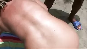 Sultry Mature Nudists Filmed Engaging In Passionate Fucking At The Beach