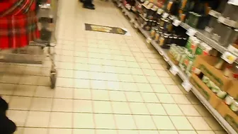 Candid Voyeur Wife with No Panties Walks through Store