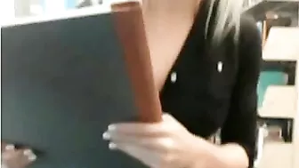 Shocking! Cute Blonde Girl Flashes Nude In Public Library!