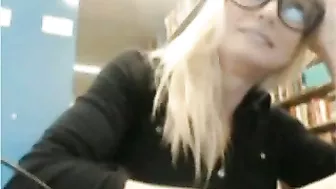 Shocking! Cute Blonde Girl Flashes Nude In Public Library!