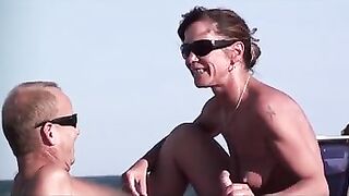 Scandalous! At The Nudists Beach, Voyeur Camera Films Your Wife Giving Blowjob