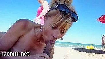 Incredible Nude Beach Wife Performs Mind-Blowing Oral Sex And Devours The Cum