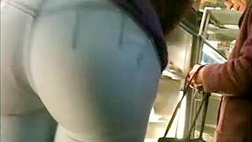 Candid Camera In Public Store Films Sexy, Perfect Fit Ass In Tight Jeans