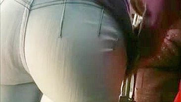 Candid Camera In Public Store Films Sexy, Perfect Fit Ass In Tight Jeans