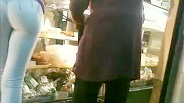 Candid Camera In Public Store Films Sexy, Perfect Fit Ass In Tight Jeans