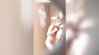 Beach Shower Sexy Girl in Thong Undressing is Spied