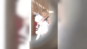 Beach Shower Sexy Girl in Thong Undressing is Spied