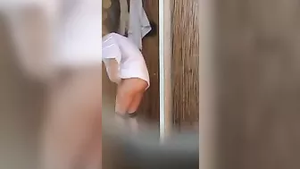 Beach Shower Sexy Girl in Thong Undressing is Spied