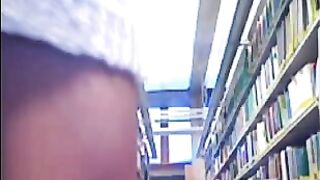 Naughty Blonde Girl Exhibits Bare Assets In A Library