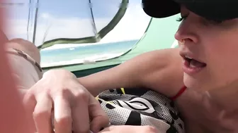 Horny Wife's Hot Blowjob At The Beach