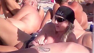 Sexy, Shameless Topless Milf At The Beach, Doing Oral Sex In Public